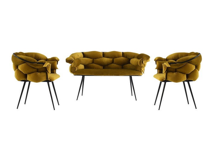 Hanah Home Conjunto de sofás Balon - 2138 Ocre y Negro Hanah Home Conjunto de sofás Balon - 2138 Ocre y Negro